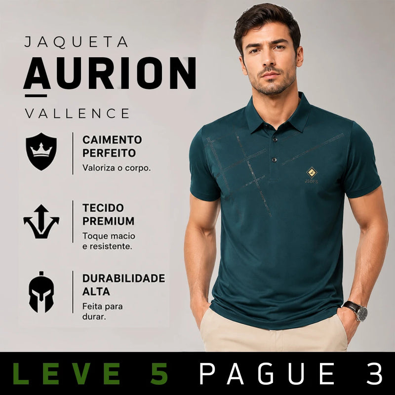[LEVE 5 PAGUE 3] Polo Masculina Aurion em Seda Gelo e Elastano Premium (Visual de Quem Lidera)